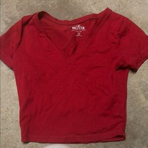 Hollister Women's Red V-Neck Top